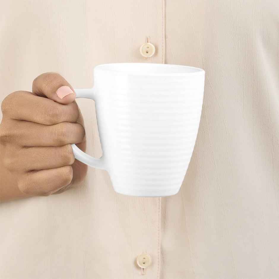 Larah By Borosil Orbit Opalware Set Of 2 Tea/Coffee Mugs, 240Ml Each, Microwave & Dishwasher Safe