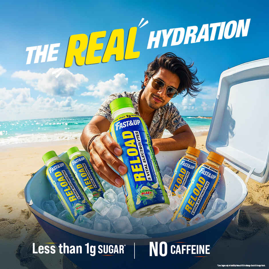 Fast&Up Reload Lemon Low Sugar Energy Drink l Instant Electrolytes | Healthy & Refreshing Drink