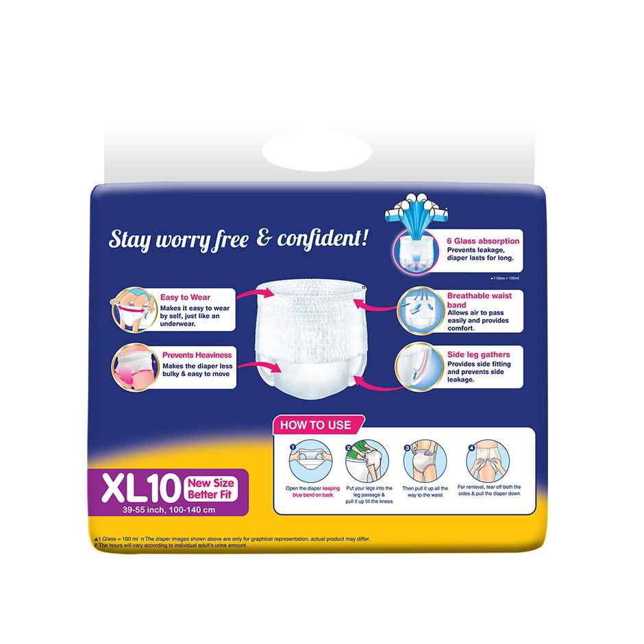 Lifree Super Extra Absorb Adult Diaper Pants Unisex | Waist (39-55 Inches) - XL