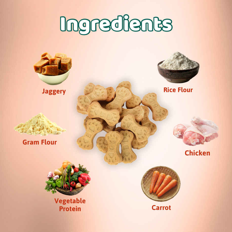 Bearhugs Dog Bikkit Chicken & Carrot Dog Cookies(Jar)