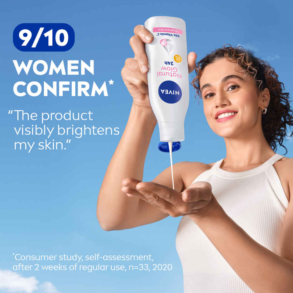 NIVEA Natural Glow Cell Repair Body Lotion For Even Toned & Smooth Skin | SPF 15 & 50 X Vitamin C