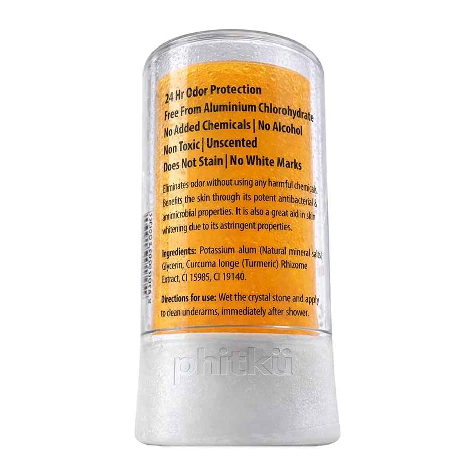 Phitku Crystal Roll On Deodorant with Turmeric | Natural Unscented for Men & Women | Odor Control