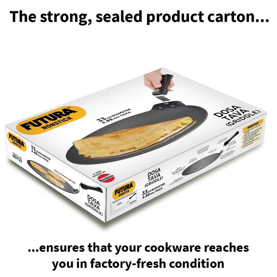 Hawkins Futura 33 Cm Dosa Tava Non Stick Dosa Tawa Big Dosa Tawa - Black