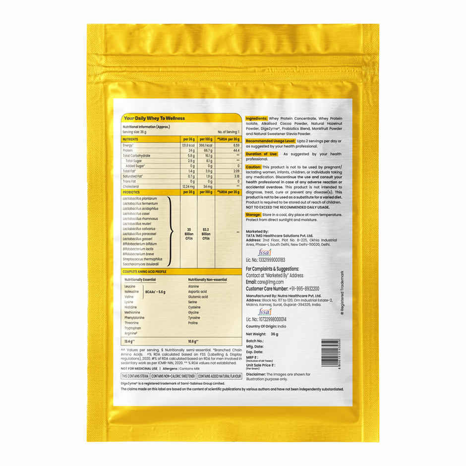 Tata 1mg Ultra Clean Whey Protein | 24g Protein, 5.6g BCAA | Natural Mango | 1 Sachet