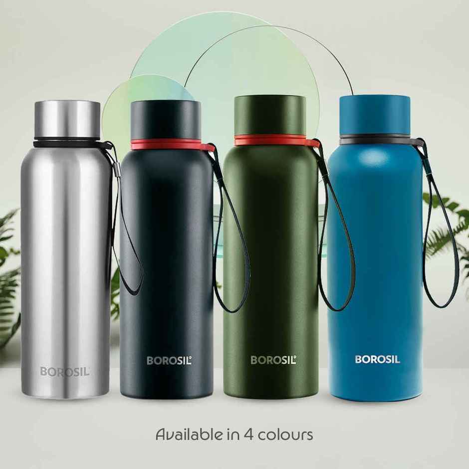 Borosil Hydra Trek Water Bottle | Stainless Steel Double Wall Vacuum Flask | Black | 700 ml