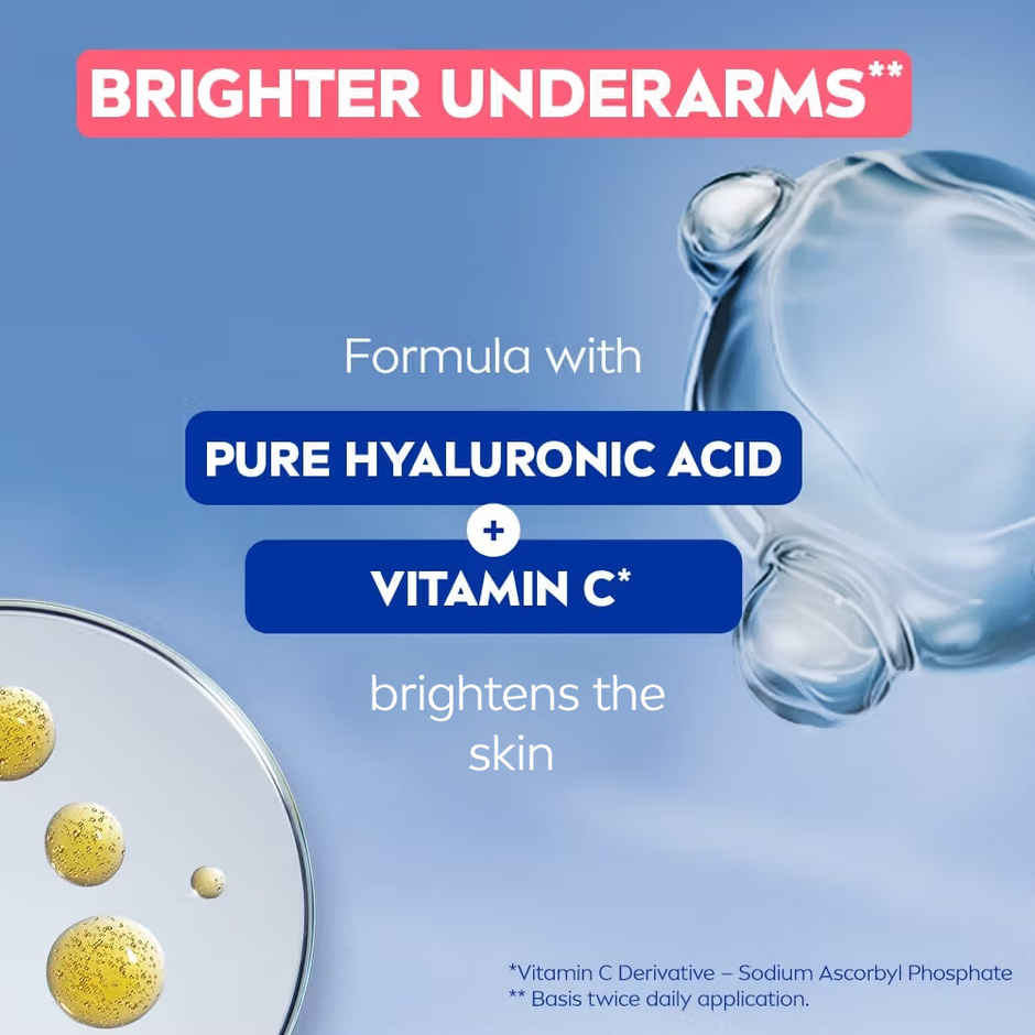 NIVEA Derma Control Eventone Alcohol, Pure Hyaluron and Vit C Underarm Roll On Women