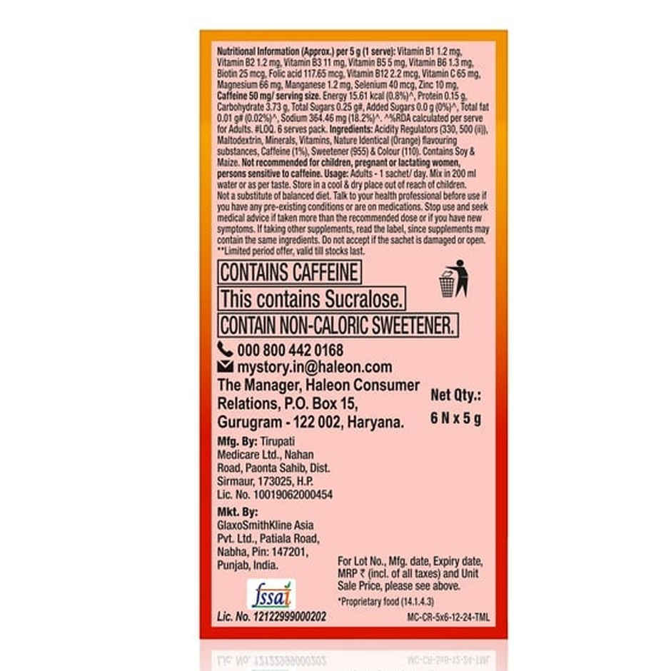 Centrum Recharge - Energy Drink Mix with Electrolytes, Vitamins & Minerals - Pack of 6 Sachets