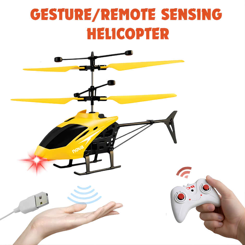Chigy Wooh Remote Control Helicopter for Kids with Hand Gravity Sensor & 3D LED Lights | Yellow
