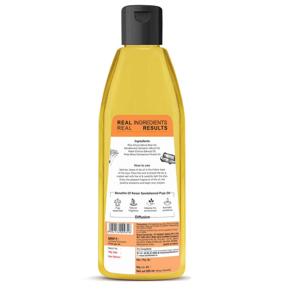 Soulflower Kesar Sandalwood Pooja Diya Oil