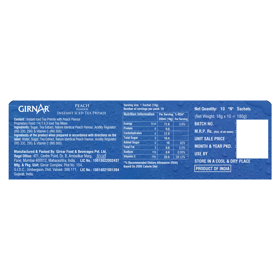 Girnar Peach Iced Tea Instant Premix