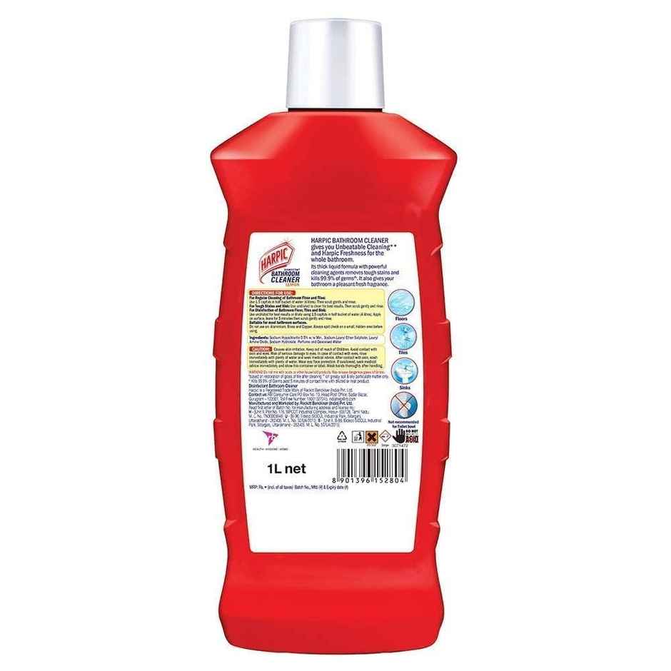 Harpic Disinfectant Toilet Cleaner Liquid Original 1 L & Disinfectant Bathroom Cleaner Liquid Lemon 1 L Combo