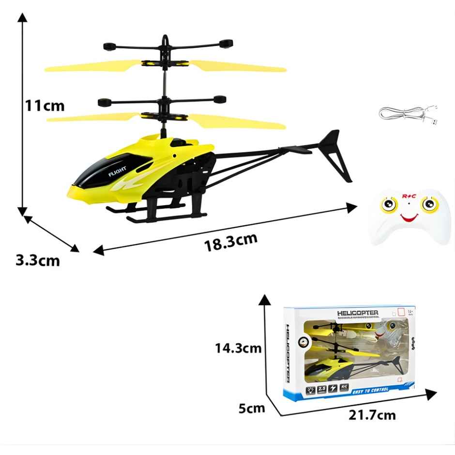 Chigy Wooh Remote Control Helicopter for Kids with Hand Gravity Sensor & 3D LED Lights | Yellow