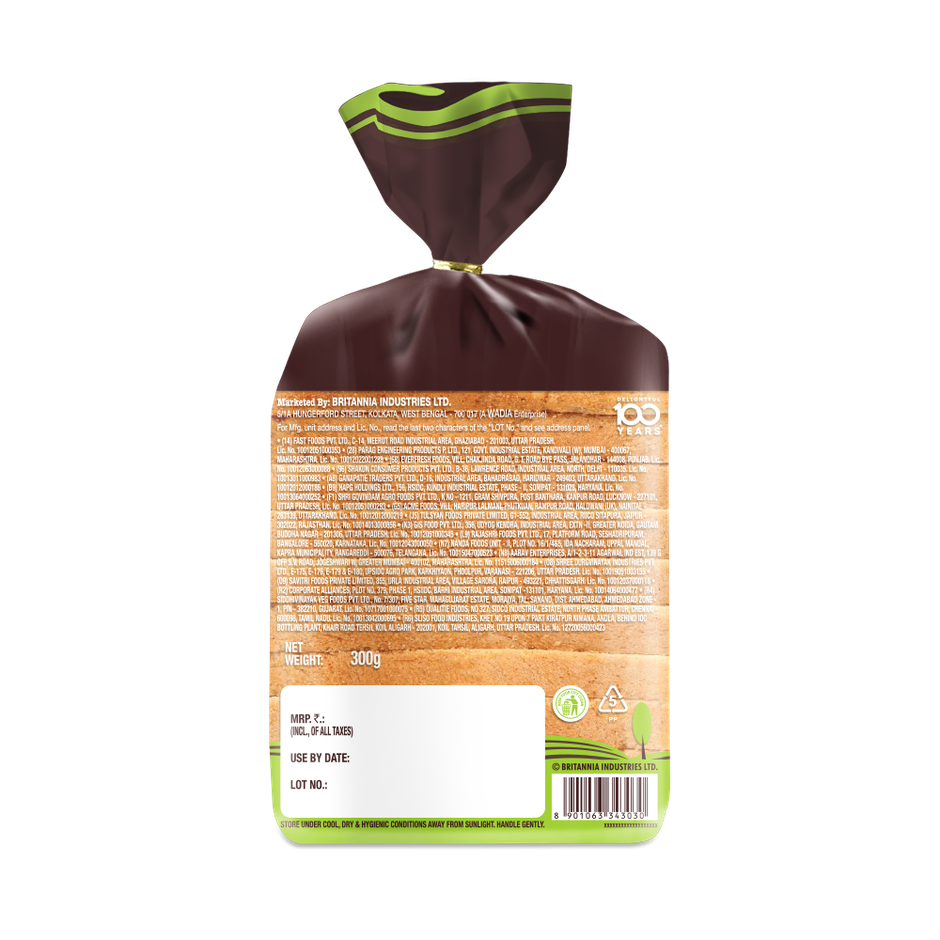 Britannia Pure Whole Wheat Crustless Bread