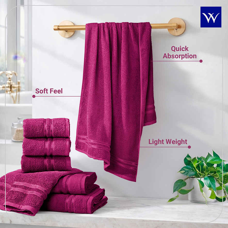 Welspun Large Quick Dry Cotton Lightweight Breathable Bath Towel | Dark Pink