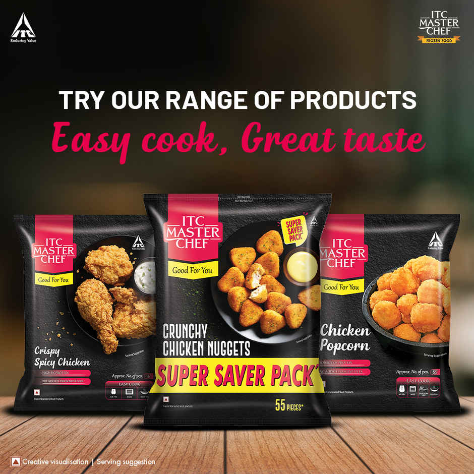 ITC Master Chef Crunchy Chicken Nuggets | Source of Protein | No Added Preservatives | 55 pieces