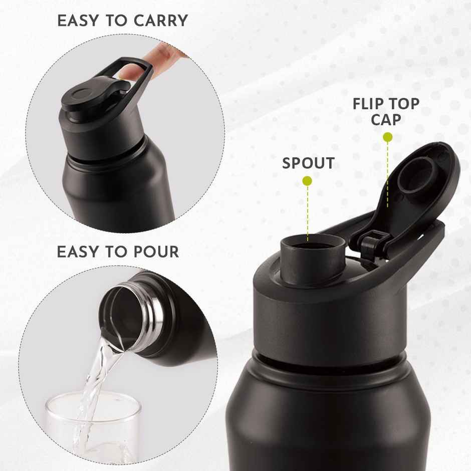 Magnus Oscar 1000ml Single Wall Sports Water Bottle | Black