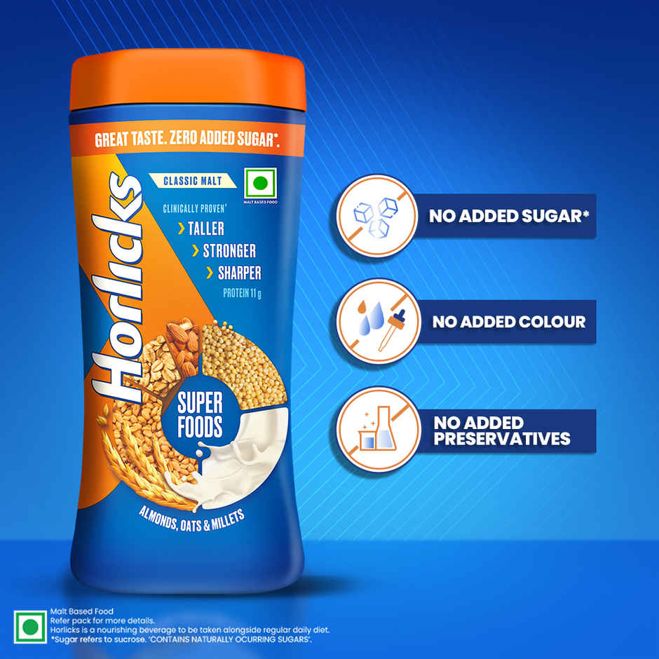 Horlicks No Added Sugar Nutrition Drink Jar | Superfoods
