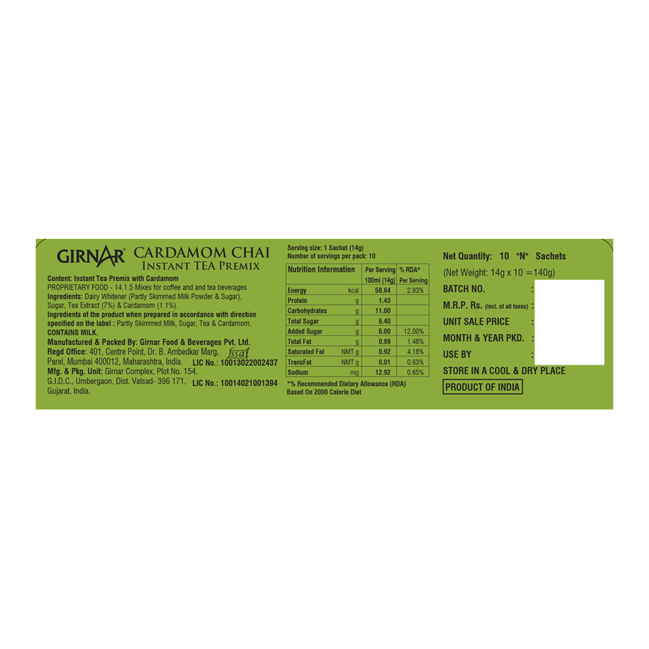 Girnar Cardamom Chai Instant Tea Premix