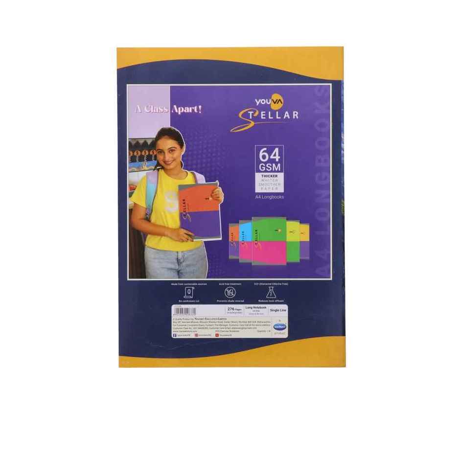 Navneet Youva Soft cover Single Line Notebook | 172 Pages , 17cm x 27cm Long ,Nature