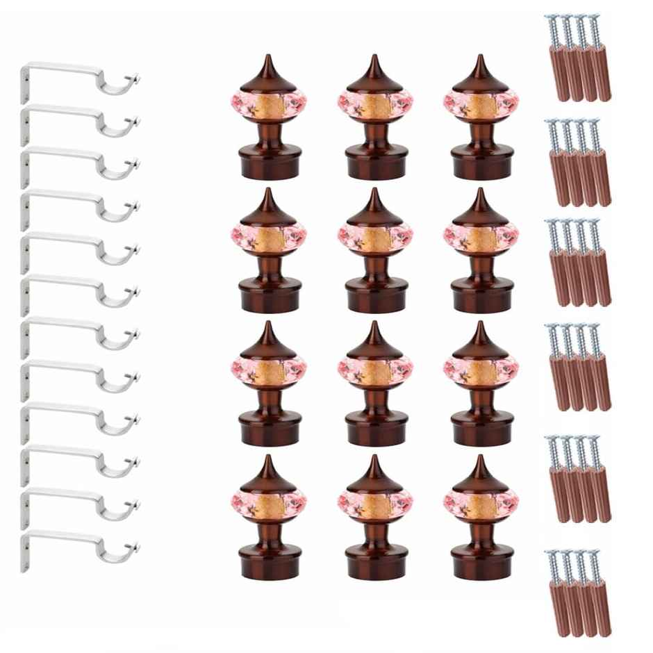 Gloxy Single Diamond Aluminium Curtain Bracket | 1 inch Support Fitting | 6 Pair, Coffee mix Orange