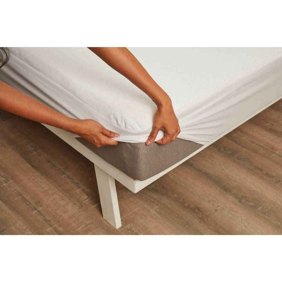 Wakefit Water Proof Terry Cotton Mattress Protector | Grey | Machine Washable | Super Soft 78x36 Inch