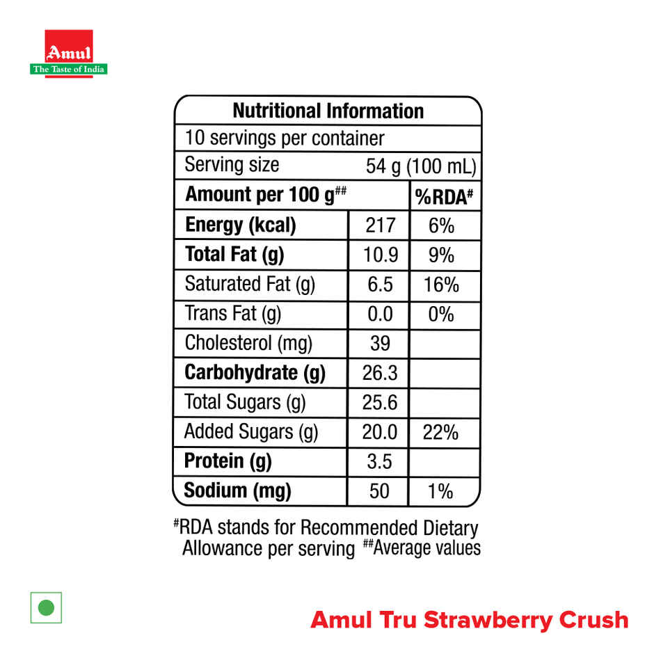 Amul Tru Strawberry Crush Ice Cream Tub
