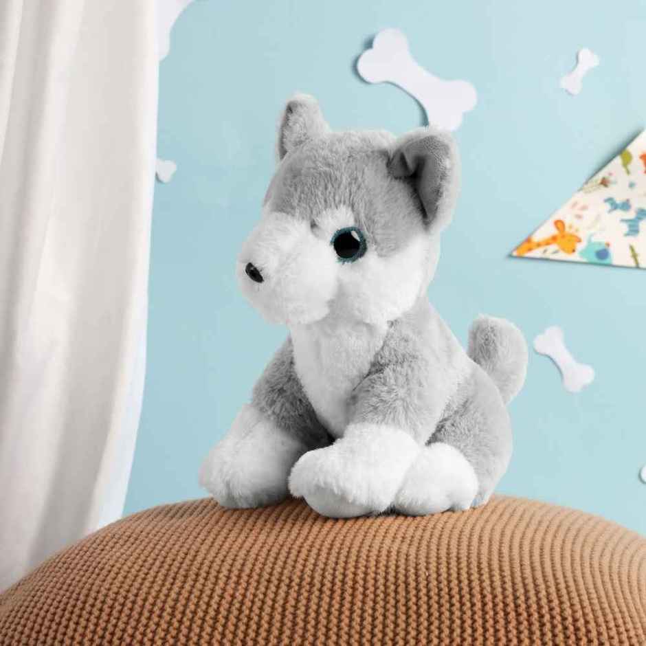 Mirada Glitter Eye Grey Husky Dog Soft Toy - 25cm