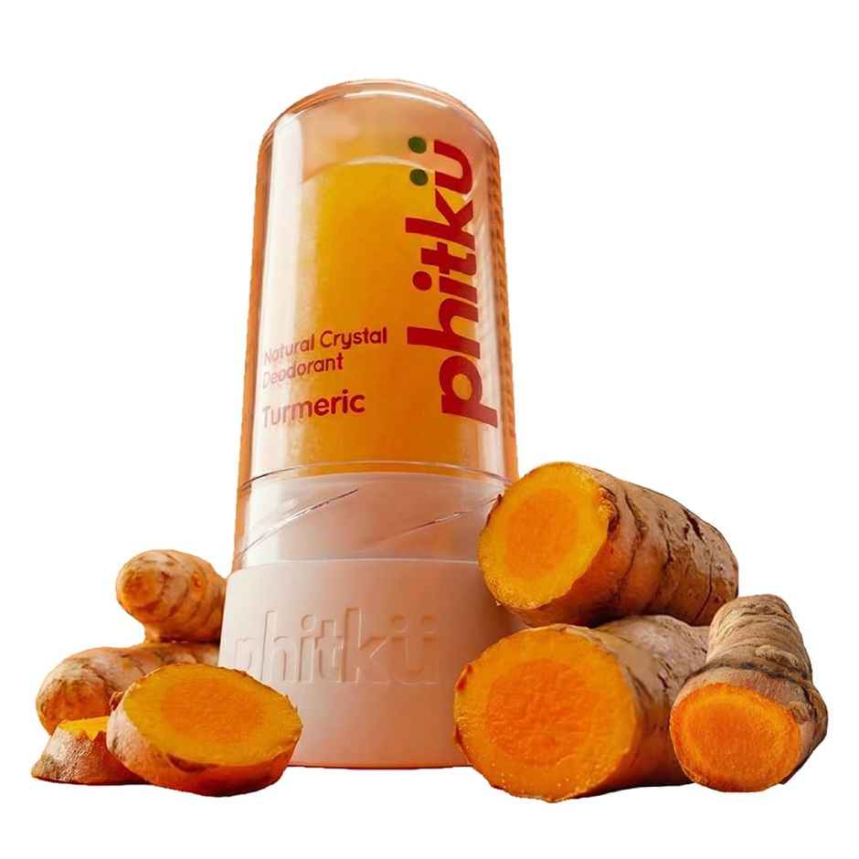 Phitku Crystal Roll On Deodorant with Turmeric | Natural Unscented for Men & Women | Odor Control