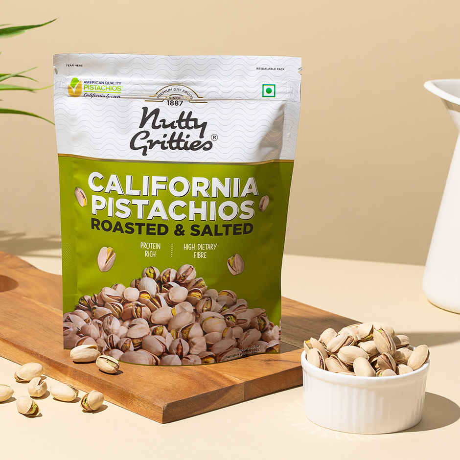 Nutty Gritties Roasted Pistachios - Lightly Salted, Non-Fried, Zero-Oil