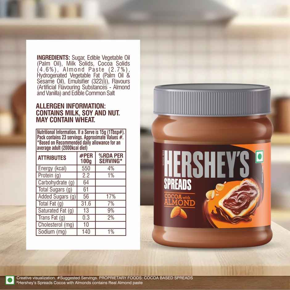 Hershey'S Cocoa + Almond Spread (350g) & Harvest Gold - Pure Atta Bread (Zero Maida) (450g) Combo