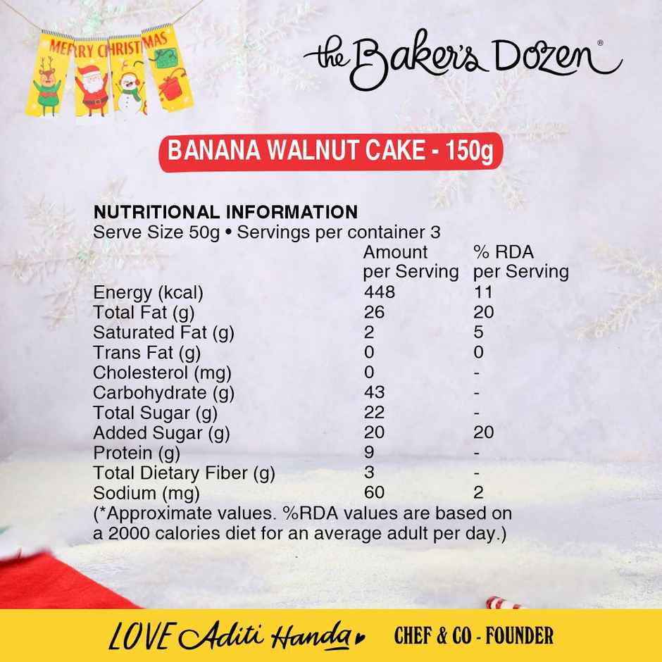 The Baker'S Dozen Wholewheat Banana Walnut Cake (150g) & The Baker'S Dozen Zero Maida Breadsticks (Grissini) Baked Snack No Palm Oil No Preservatives 100% Wholewheat (100g) Combo