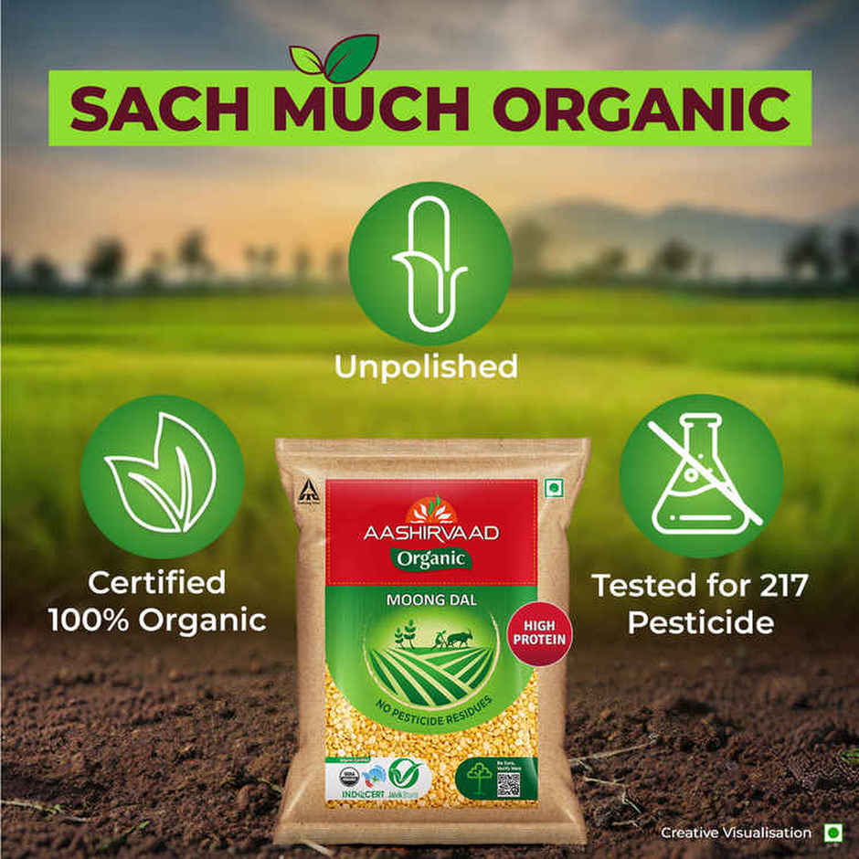 Aashirvaad Organic Moong Dal | Split | Dhuli | Rich In Protein