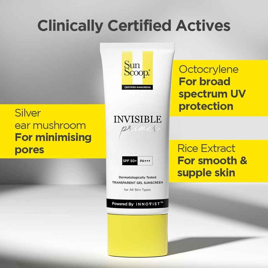 Sunscoop Invisible Gel Face Sunscreen SPF 50 PA+++ Broad Spectrum (Uva &Uvb) & Primer Like Finish