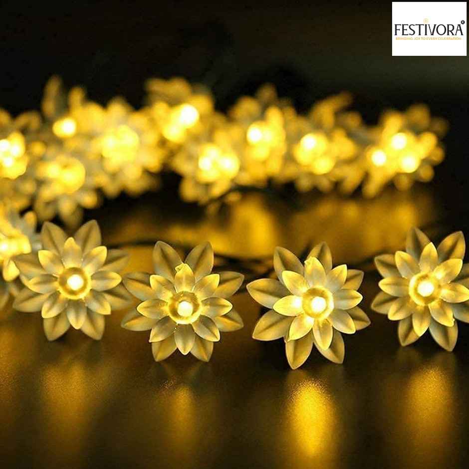 Festivora Double Layer Silicon Lotus Warm White LED String lights | 14 LEDs | Festival Decoration