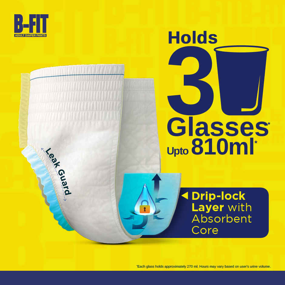 B-FIT Adult Diaper Pant | Regular Type | XL | 30 - 56 inch