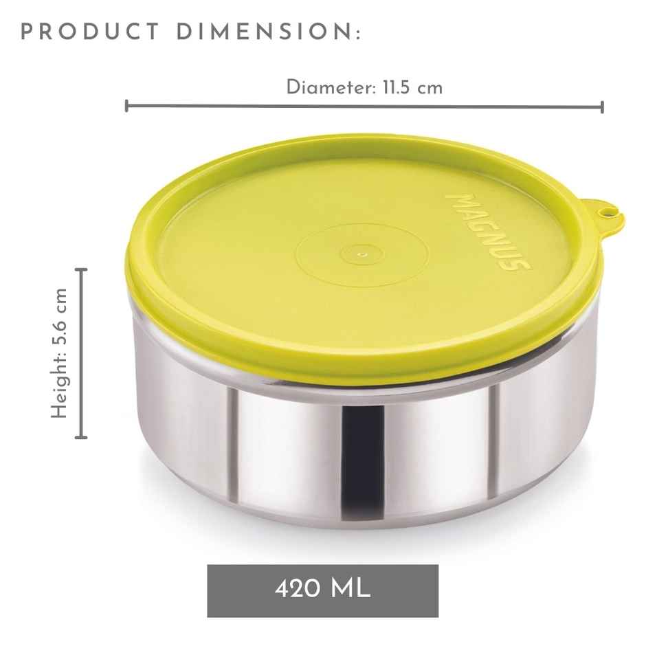 Magnus Stainless Steel Easy Lock Container - 400Ml | Leak-Proof Airtight & Bpa Free