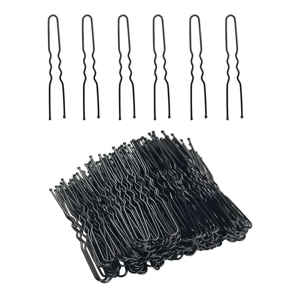 Beautiliss Professional U Shaped Hair Pins for Side Bun, Big Size Thick Black Ball Tip Metal