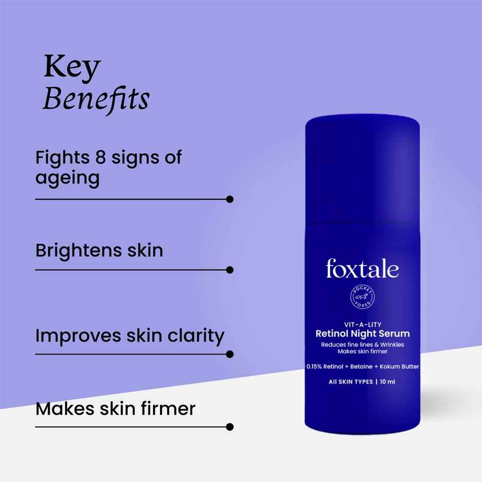 Foxtale 0.15% Beginner Friendly Retinol Night Serum | Anti-Aging Night Cream , Men & Women
