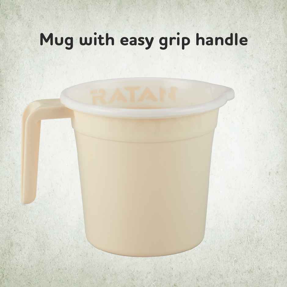 Ratan Plasticware Gloria Bath Mug | 1.5 L | Twist Beige | Pack Of 1