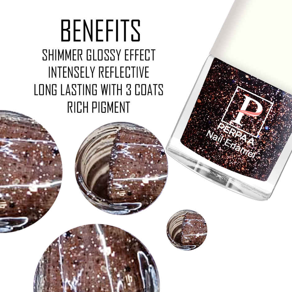 PERPAA Beauty Glitter Nail Paint | Brown Glitter