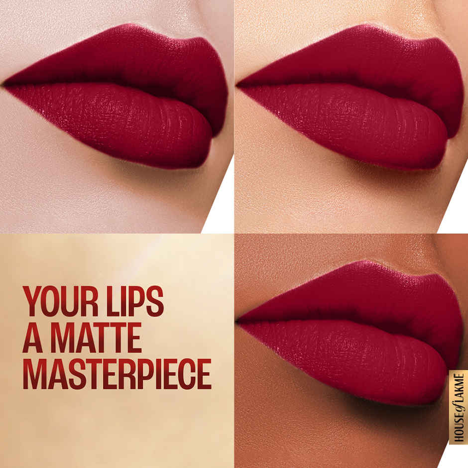 Lakme 9to5 Powerplay Priming Matte Lipstick, Lasts 16hrs, Burgundy Passion