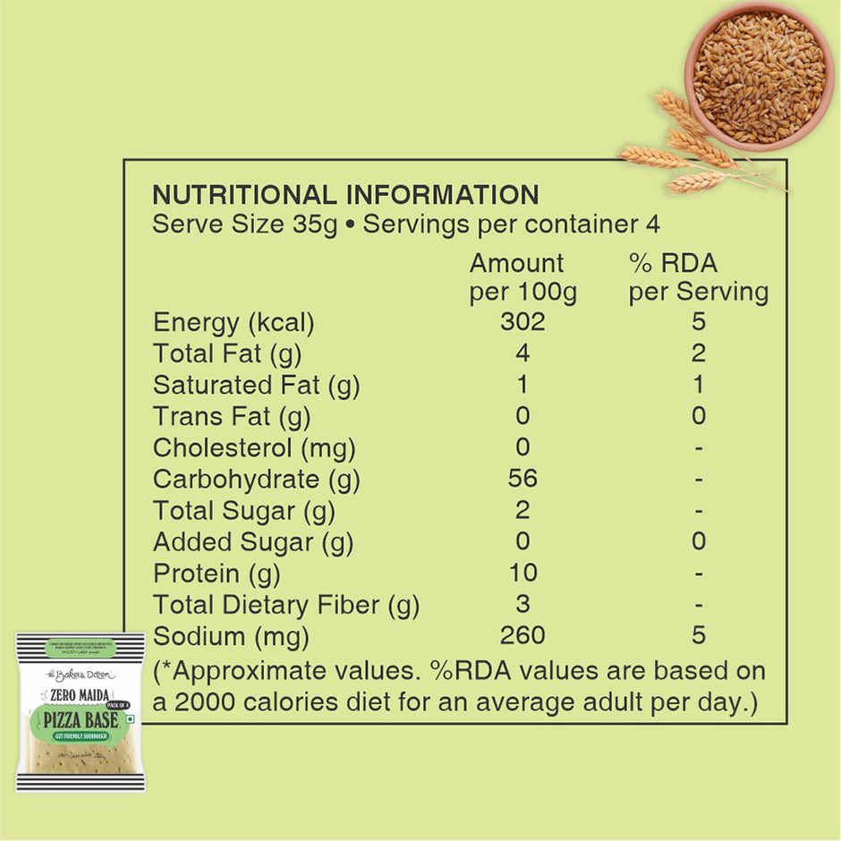 The Baker's Dozen Zero Maida Pizza Base | Made with Gut Friendly Sourdough Bread | Wholewheat