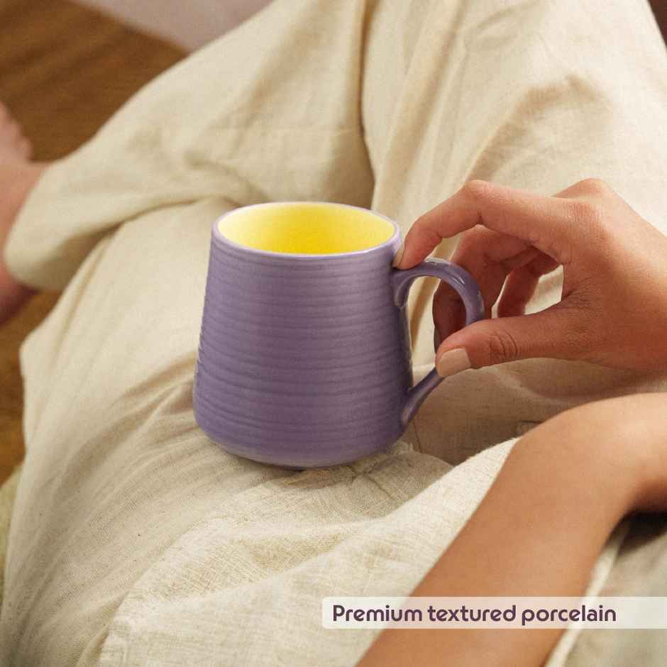 Borosil Porcelia Bello Lavender Tea Coffee Porcelain Mug Set Microwave Dishwasher Safe