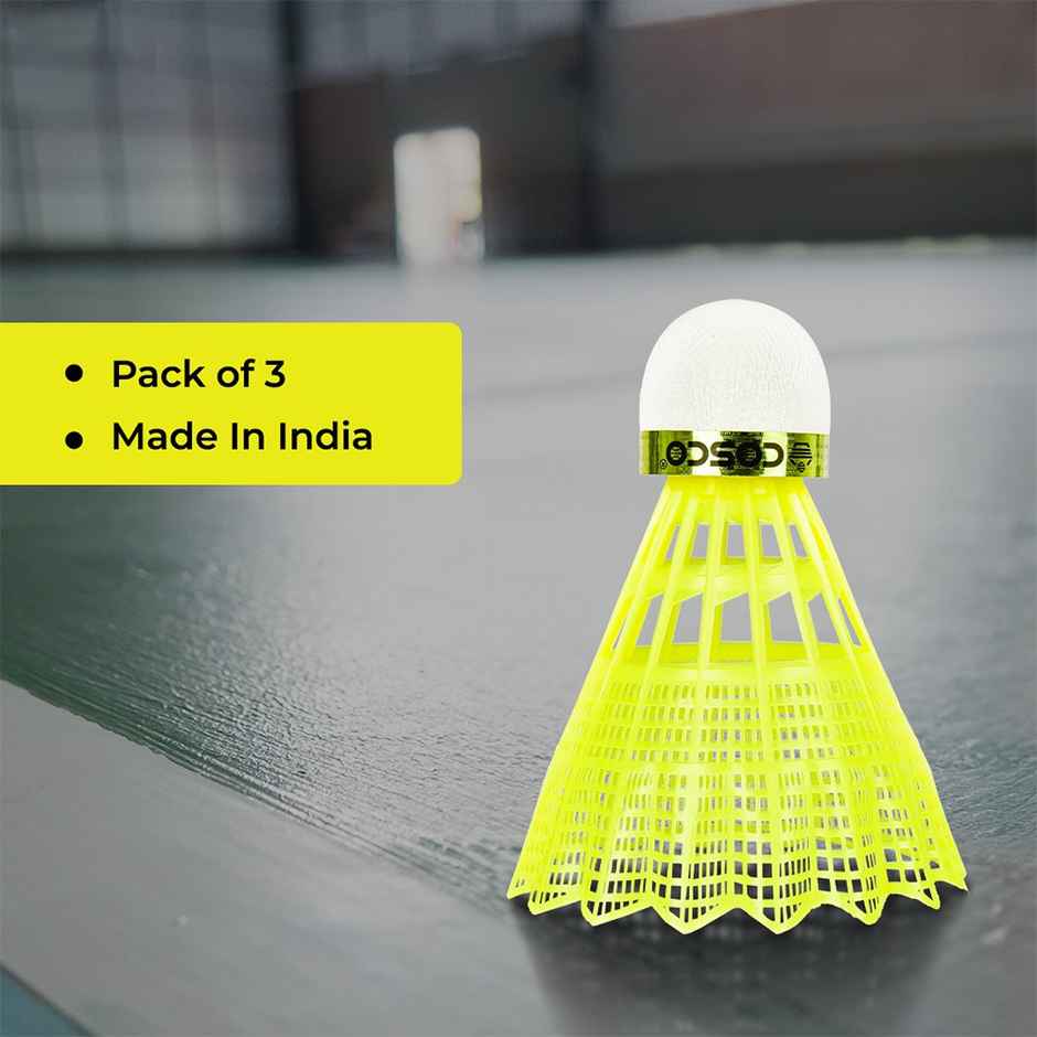 Cosco Aero 550 Nylon Shuttlecock (Pack of 3) | Yellow
