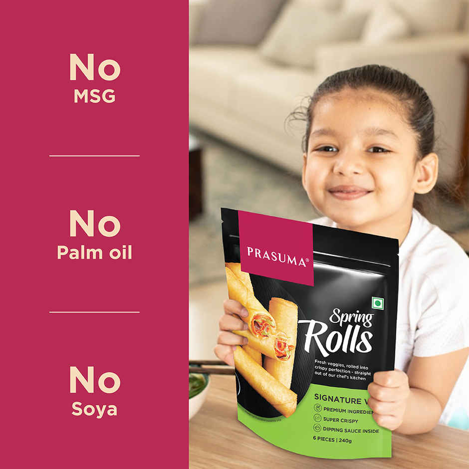 Prasuma Signature Veg Spring Rolls, 6 Pcs | Glass Noodles & Veggie Filling | No Preservatives or MSG