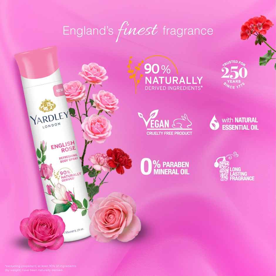 Yardley London English Rose Refreshing Deo Body Spray for Women