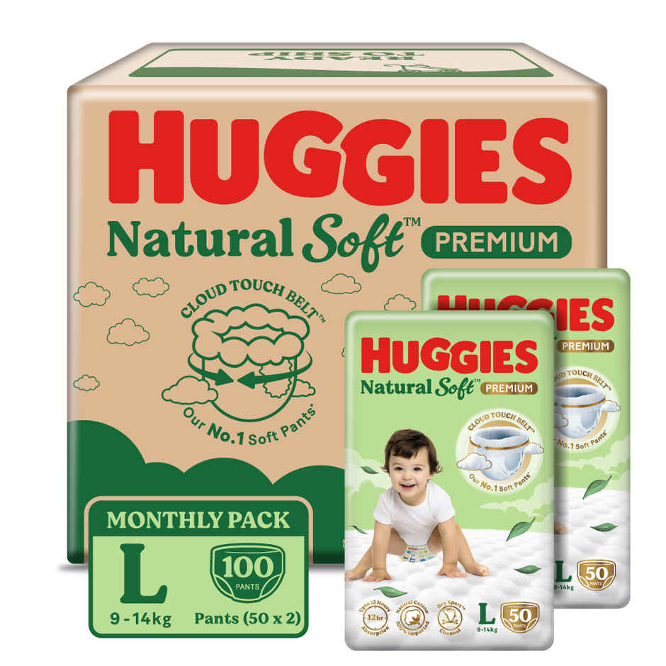 Huggies Natural Soft Pant Style Diaper | L | 100 pcs