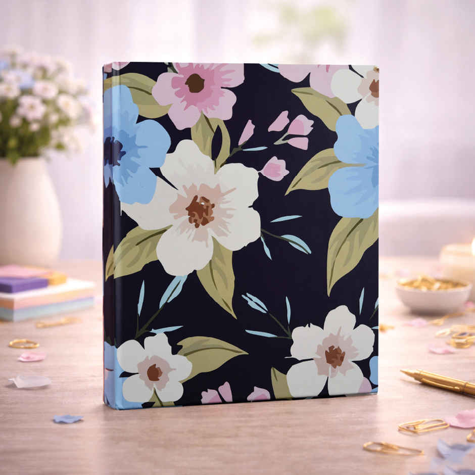 Papboo Floral Single Ruled Hardbound Notebook Diary, (22 X 17.5 Cm, 80 Gsm, 140 Pages