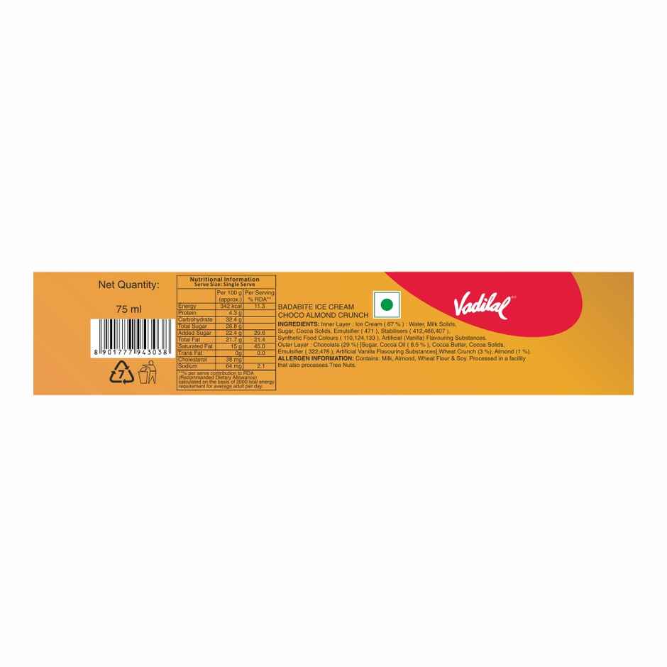 Vadilal Almond Crunch Badabite Ice Cream Stick
