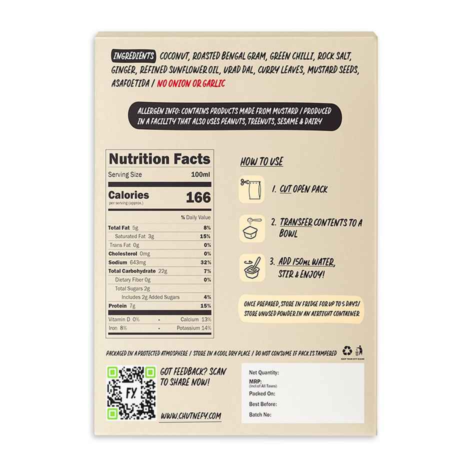 Chutnefy Coconut Chutney - Value Pack | Serves 4-5 People| - 0% Additives-Colours-Preservatives